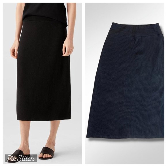 Eileen Fisher Ribbed Organic Cotton Blend A-Line Skirt XXS - Picture 1 of 9